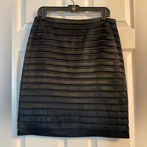 Black satin stretch pencil skirt
